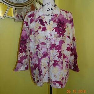 JM Collection Pink Floral Top